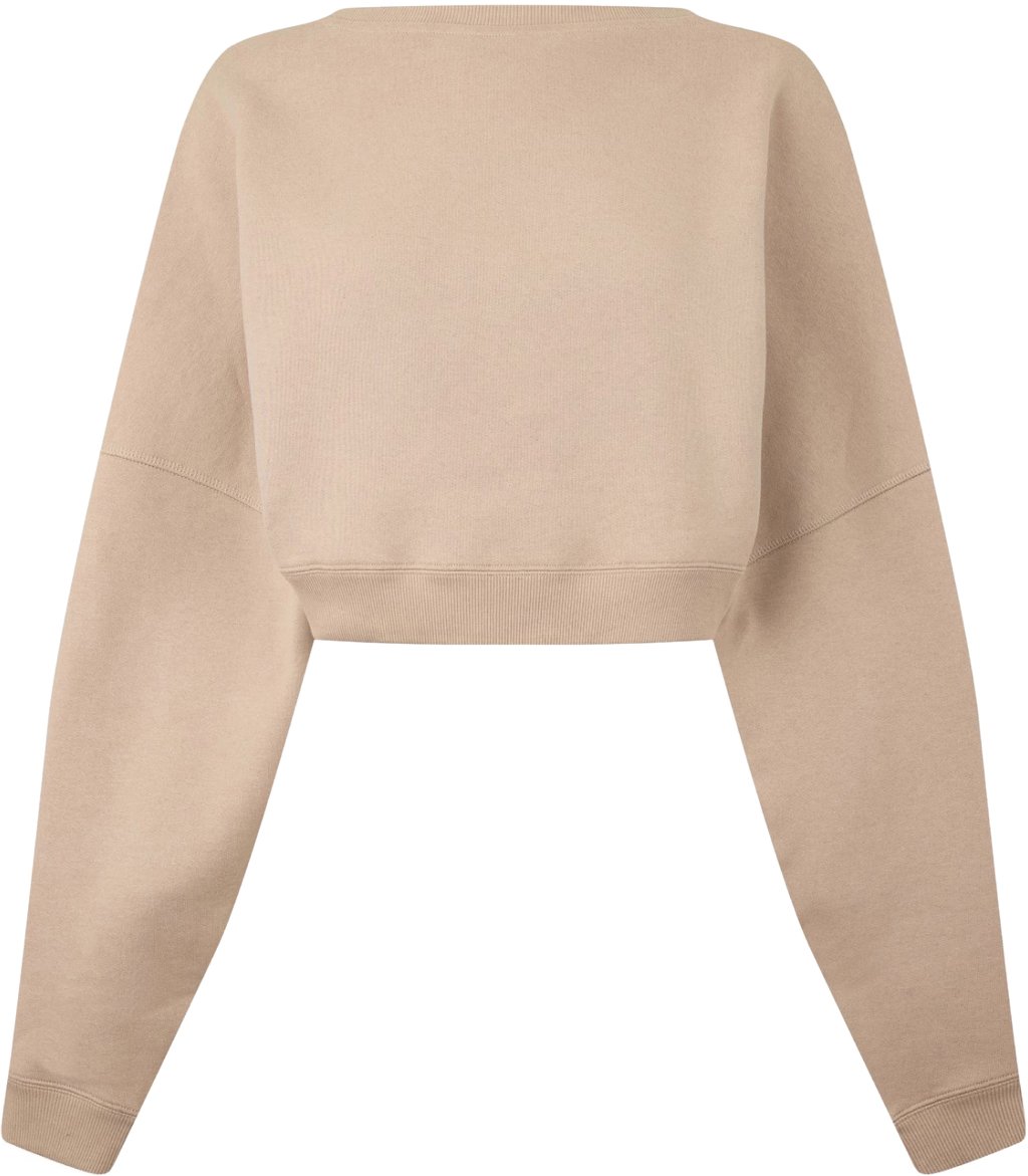 Saint Laurent Logo Cropped Sweatshirt Beige