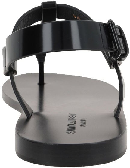 Saint Laurent Saint Laurent Cassandre 05 Flat Sandals Zwart