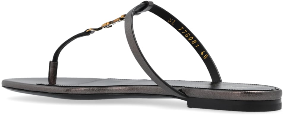 Saint Laurent Cassandra Ysl Logo Thong Sandals Bruin