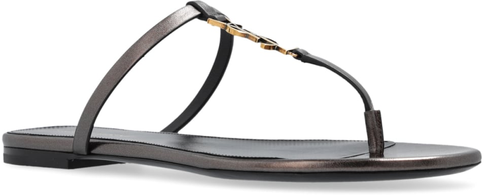 Saint Laurent Cassandra Ysl Logo Thong Sandals Bruin