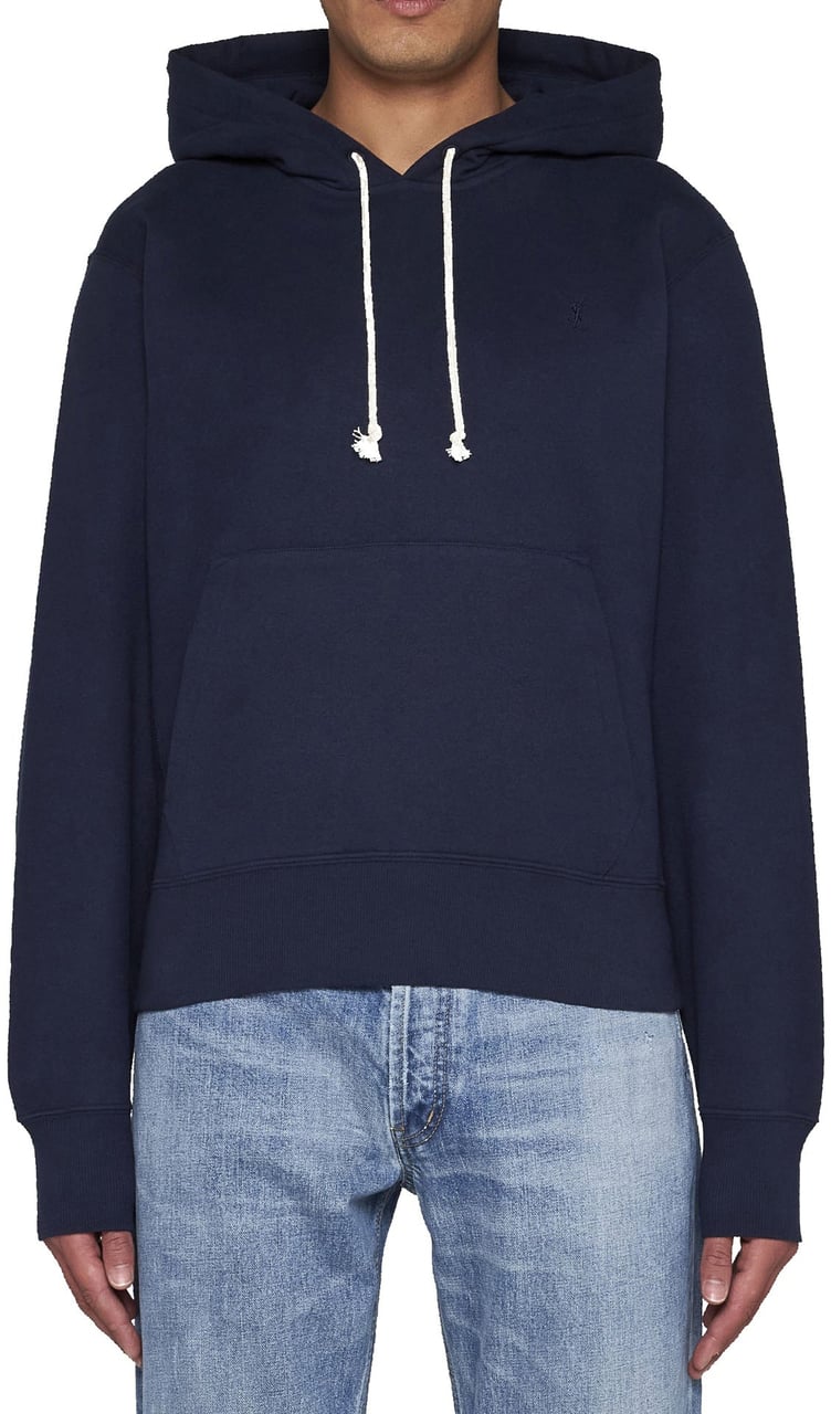 Saint Laurent Saint Laurent Cotton Hooded Sweatshirt Blauw