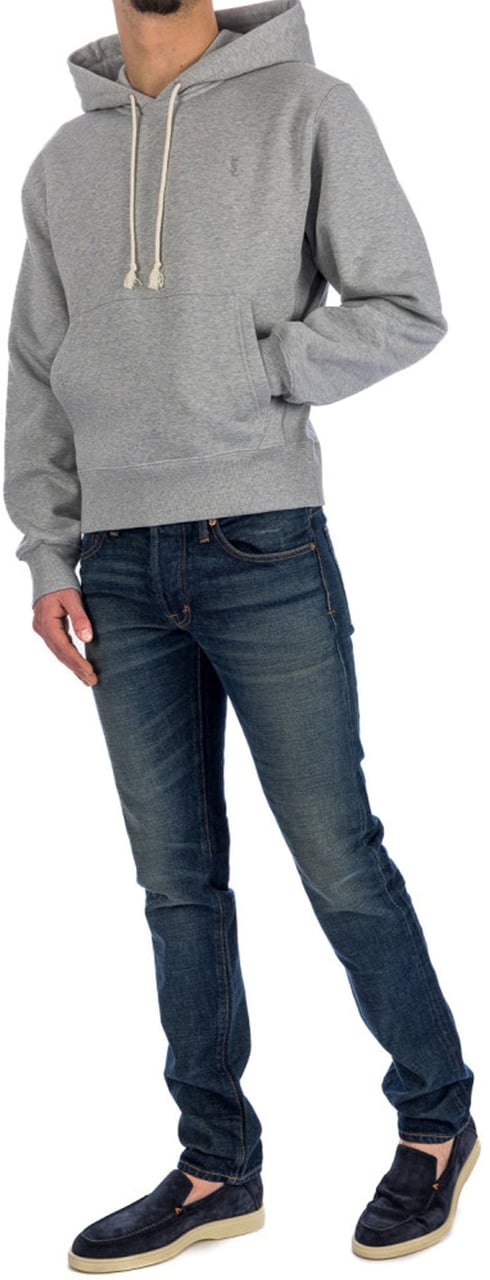 Saint Laurent Saint Laurent Hooded Cotton Sweatshirt Grijs