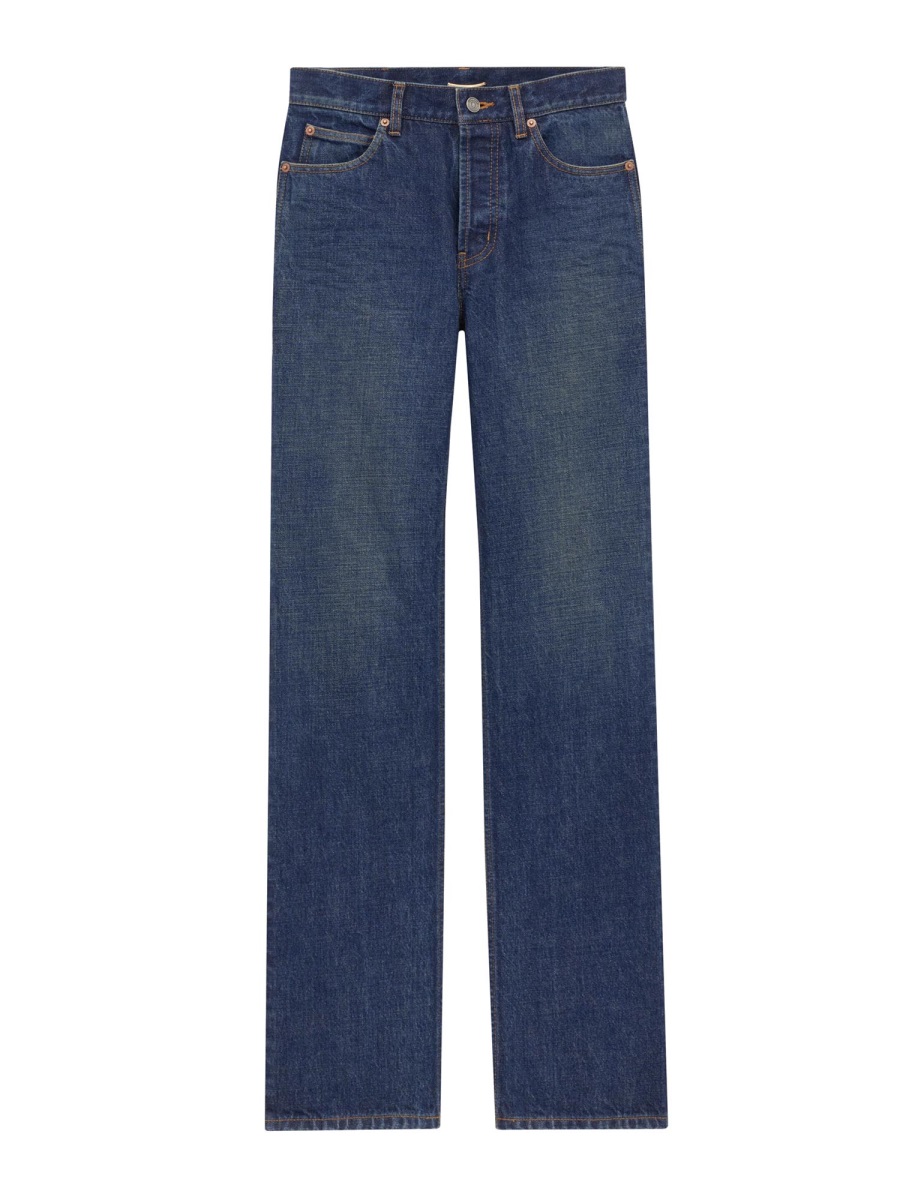 Saint Laurent Nico Straight-Leg Low Jeans Groen
