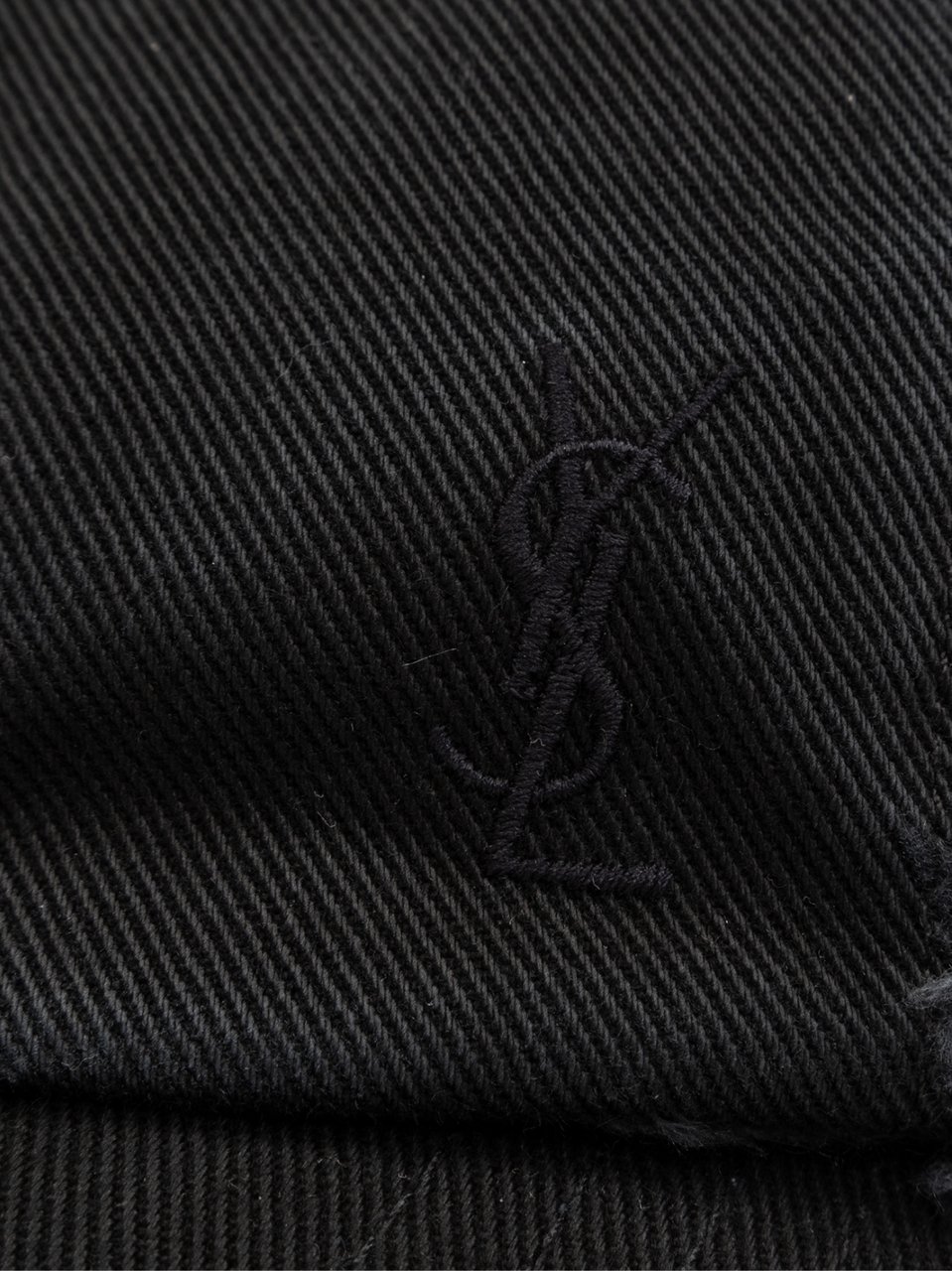 Saint Laurent Cassandre Washed Denim Logo Baseball Cap Zwart