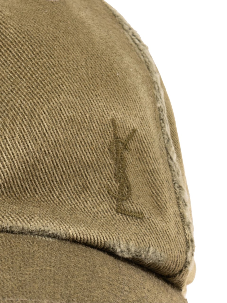 Saint Laurent Cassandre Washed Denim Logo Baseball Cap Groen