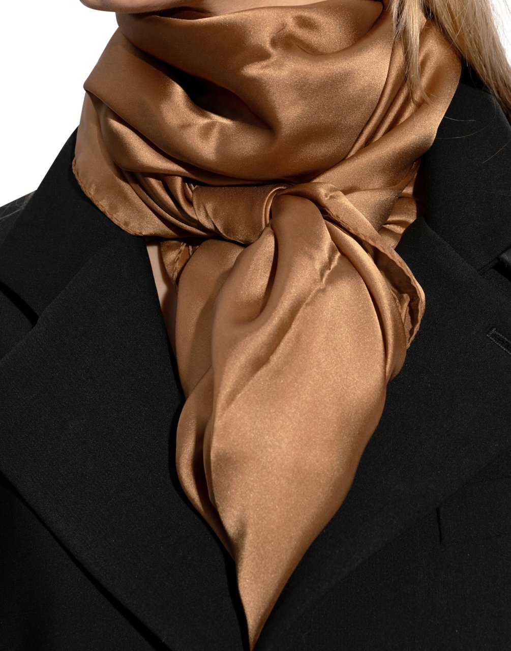 Saint Laurent Cassandre Large Square Silk Scarf Bruin