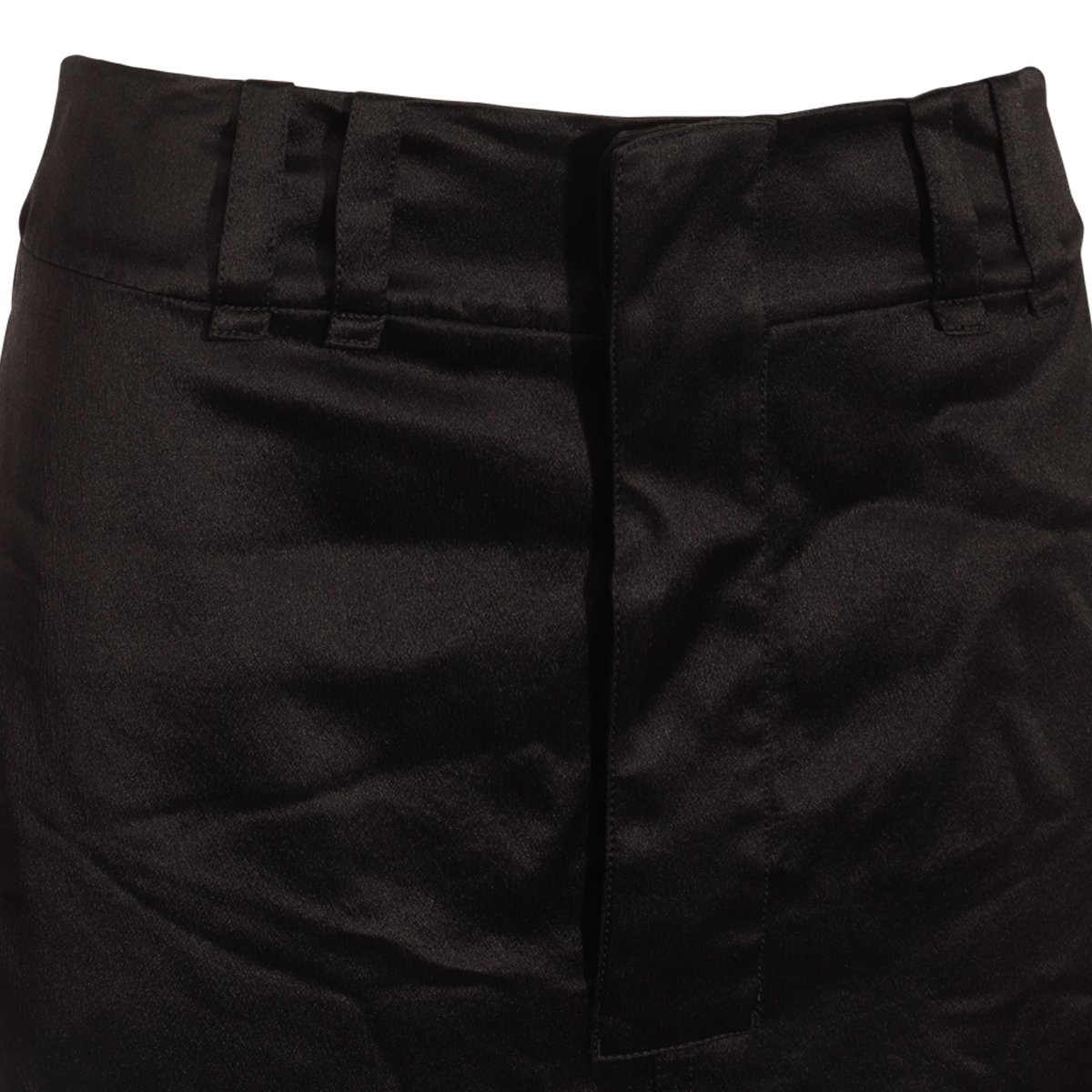 Saint Laurent Silk Midi Skirt With Front Placket And Belt Loops Zwart