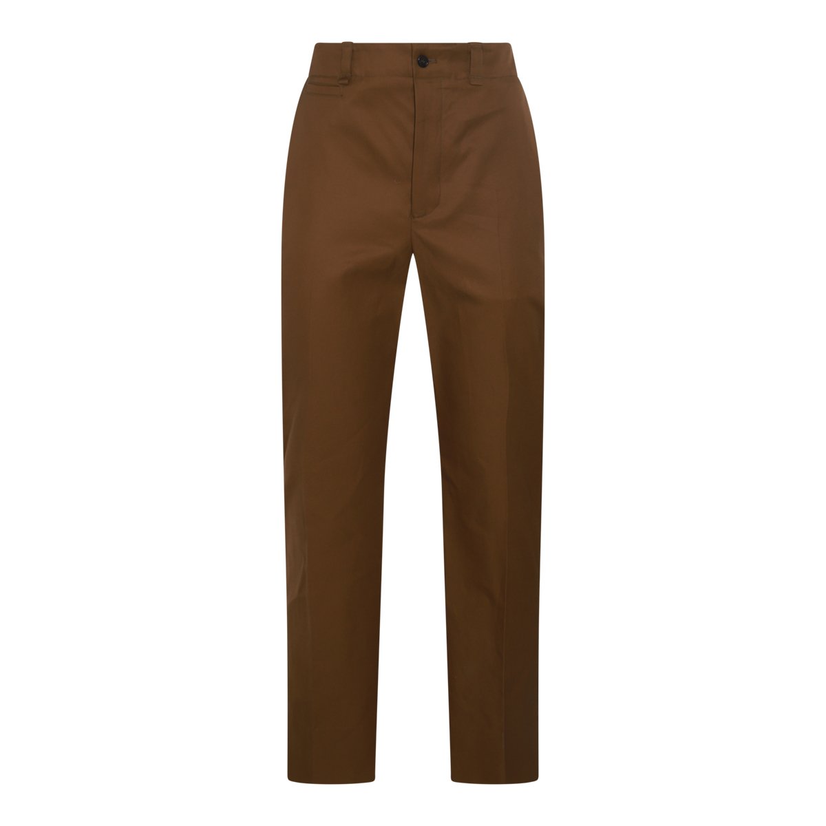 Saint Laurent Flared Brown Cotton Trousers With Tailored Finish Zwart