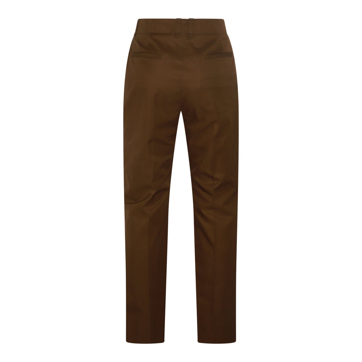 Saint Laurent Flared Brown Cotton Trousers With Tailored Finish Zwart