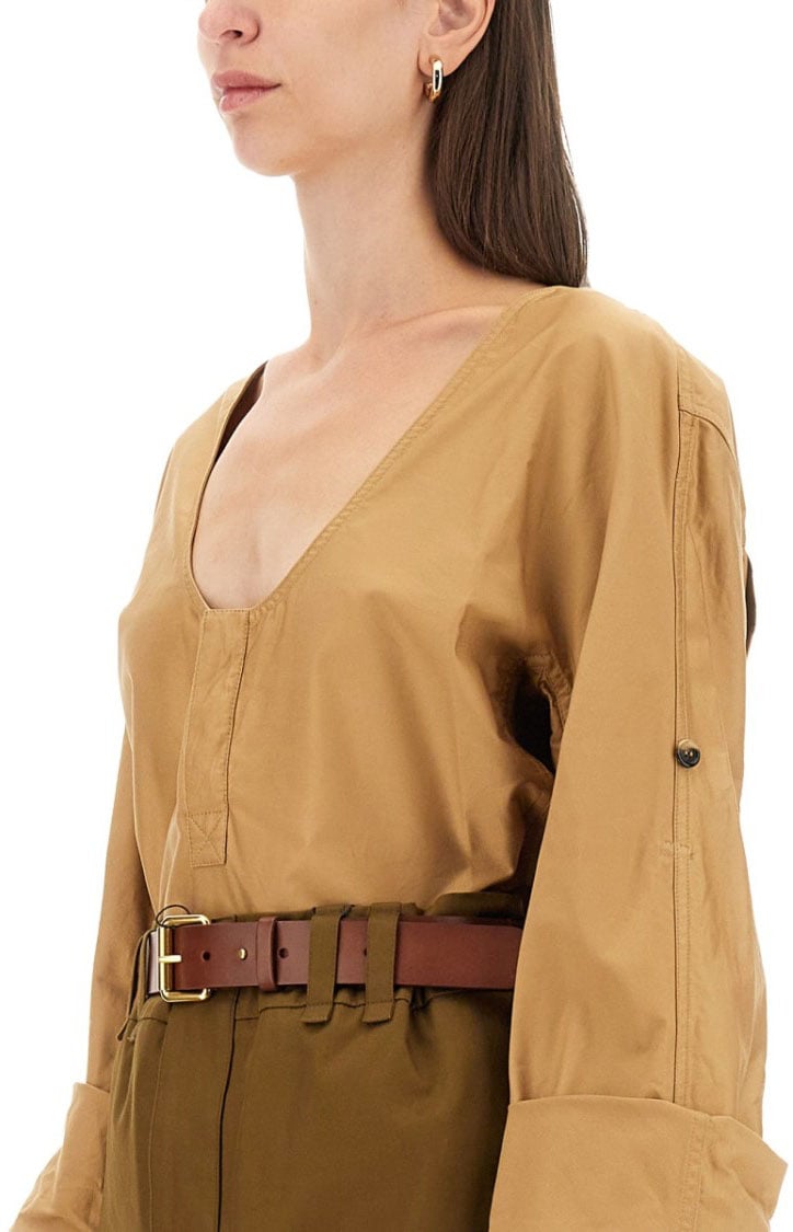 Saint Laurent Henley Blouse Bruin