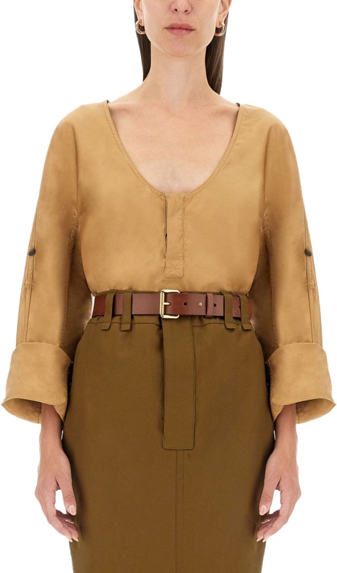 Saint Laurent Henley Blouse Bruin