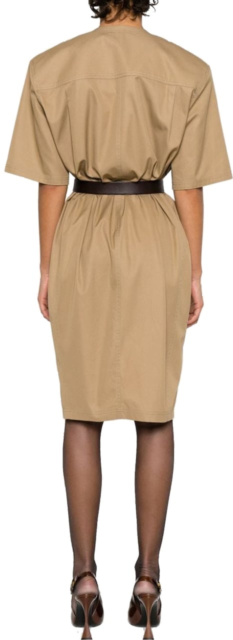 Saint Laurent Knee-Length Saharienne Dress Beige