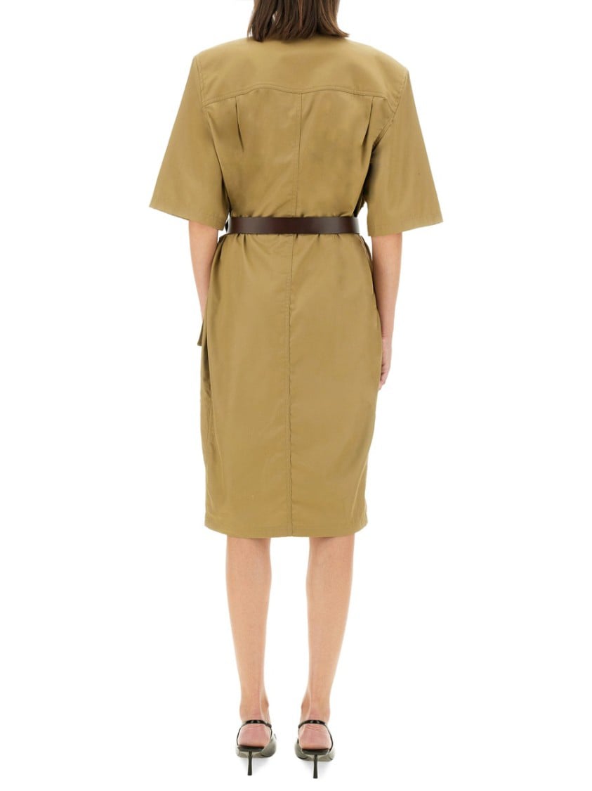 Saint Laurent Relaxed-Fit Beige Dress With Belted Waist Bruin