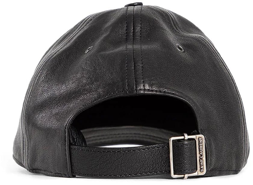 Saint Laurent Saint Laurent Cassandre Leather Cap Zwart