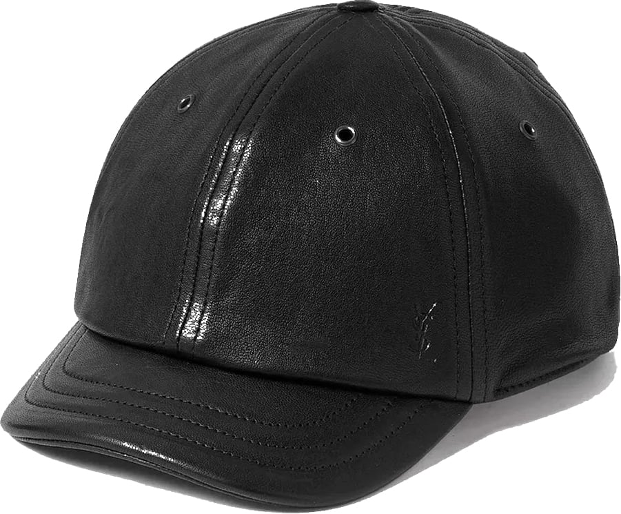 Saint Laurent Saint Laurent Cassandre Leather Cap Zwart