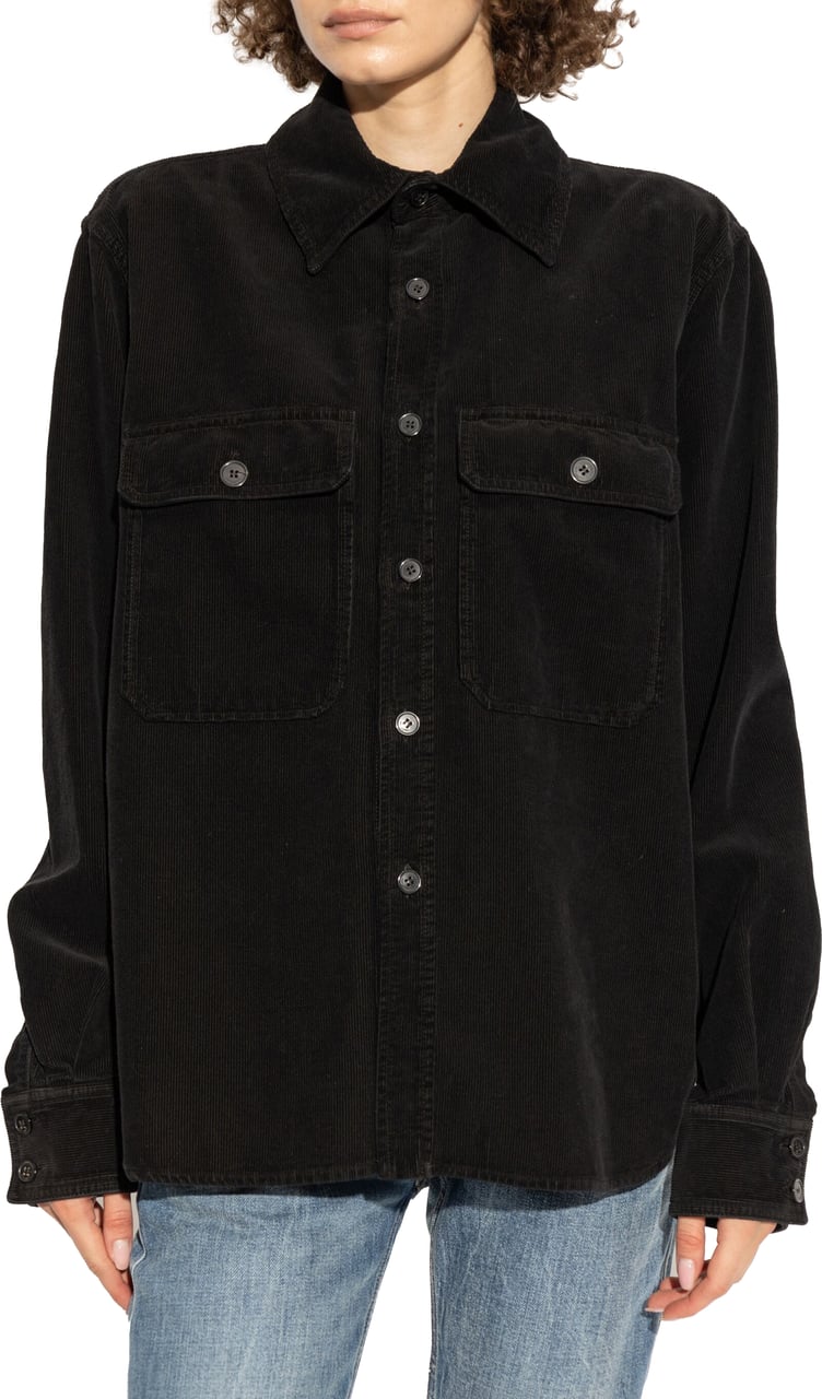 Saint Laurent Black Fall Overshirt Corduroy Shirt Zwart
