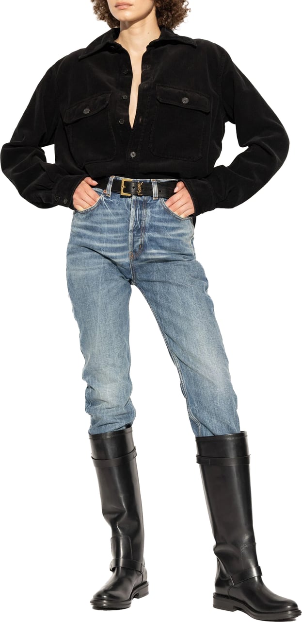 Saint Laurent Black Fall Overshirt Corduroy Shirt Zwart
