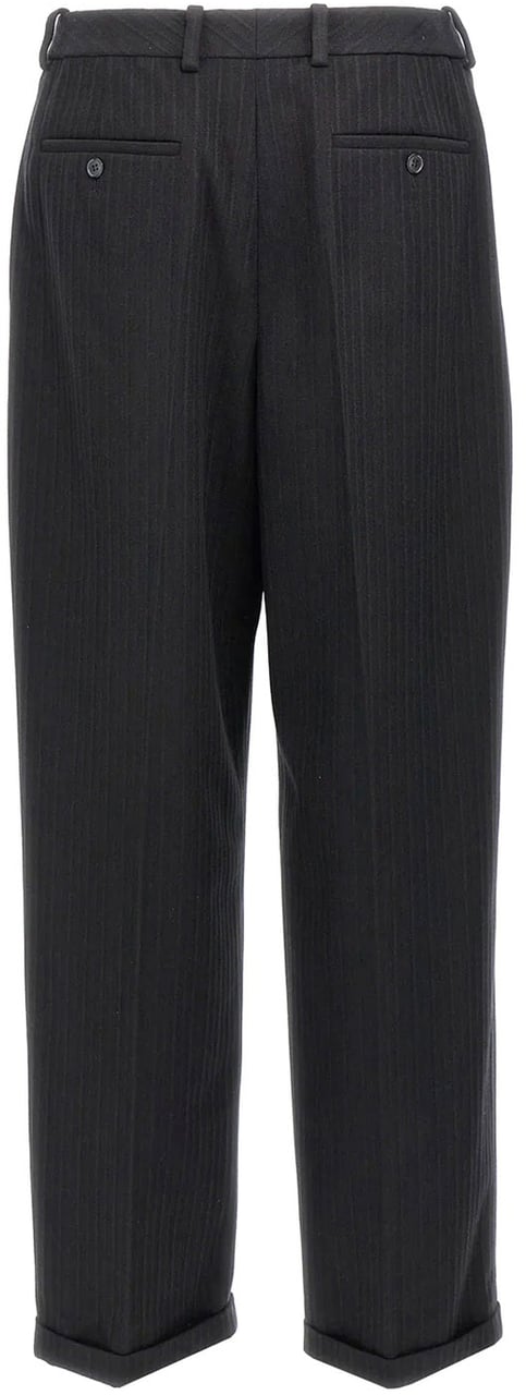 Saint Laurent Cashmere And Wool Flannel 90'S Striped Pants Zwart