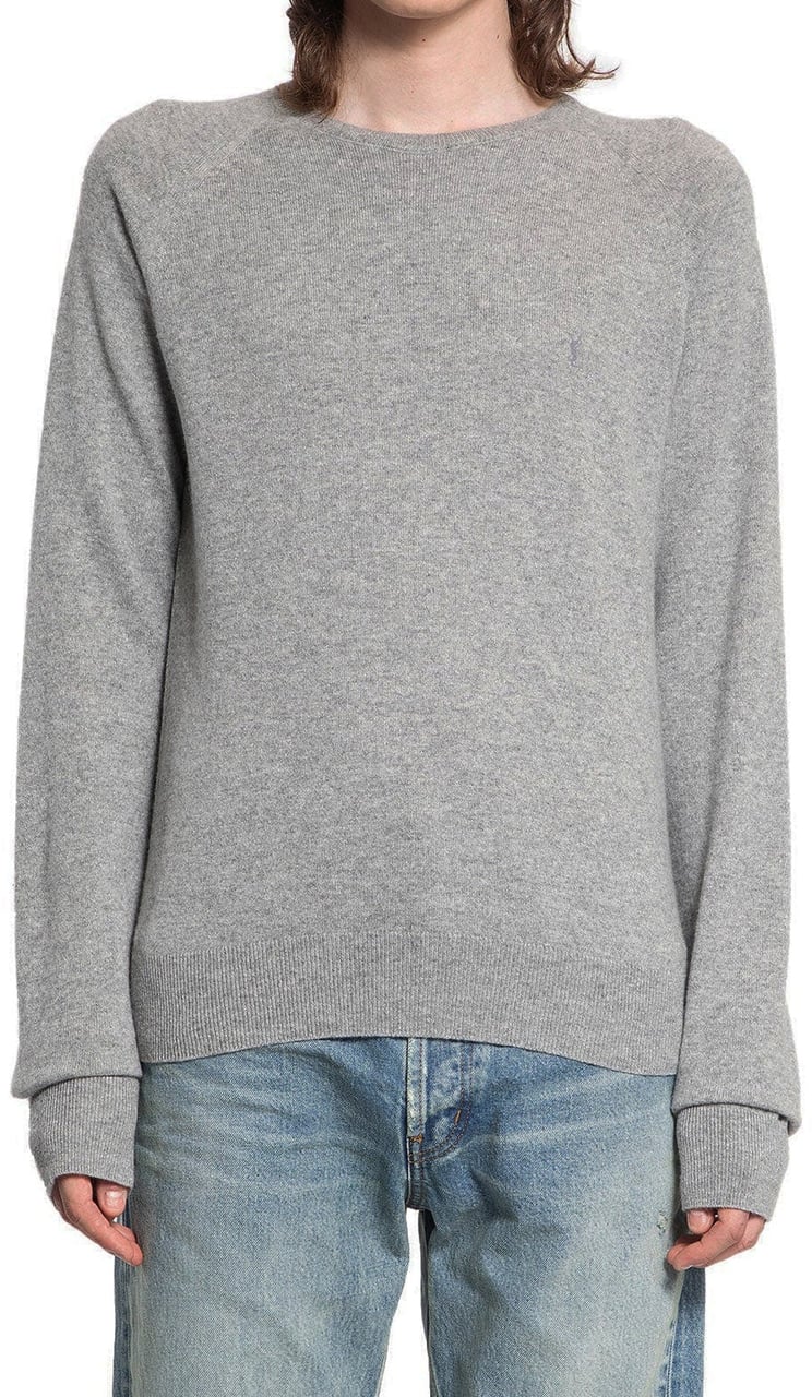 Saint Laurent Cassandre Cashmere Sweater Grijs