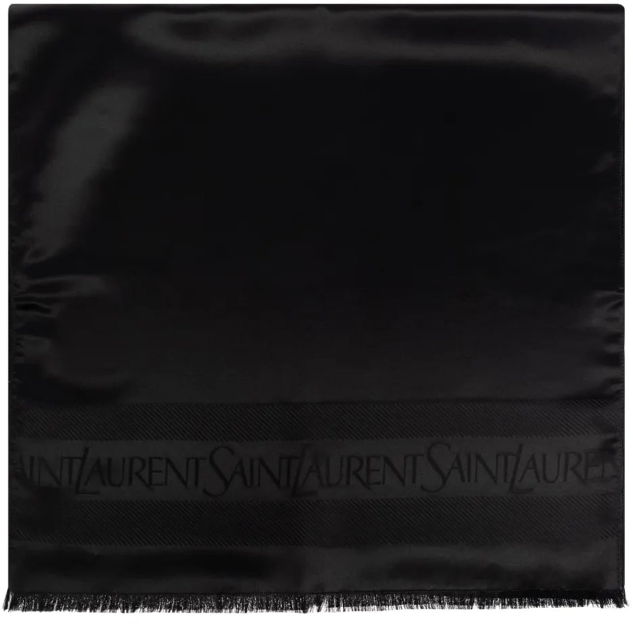Saint Laurent Foulard Rectangular Satin Silk Scarf Zwart