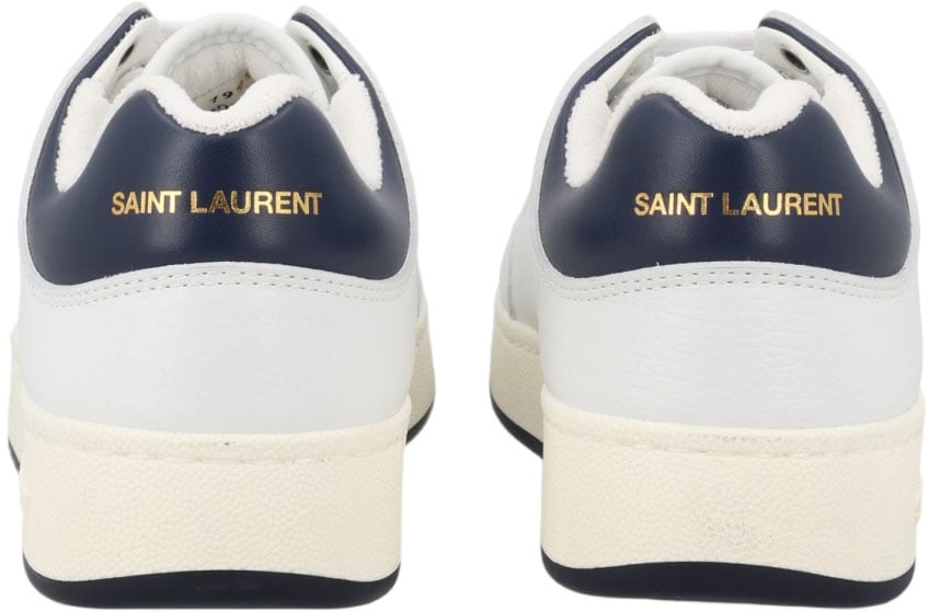 Saint Laurent Low-Top Leather Sneakers with Gold Branding Wit