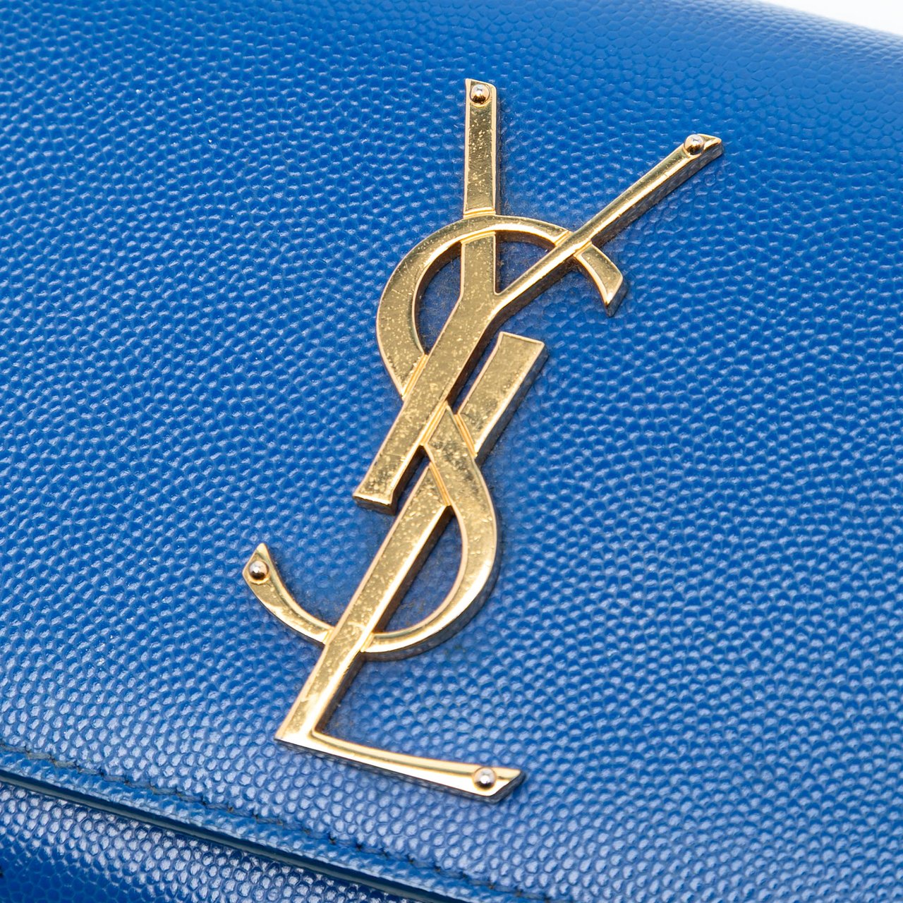 Saint Laurent Small Grain De Poudre Monogram Kate Crossbody Blauw