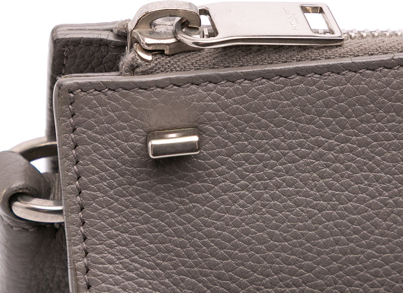 Saint Laurent Small Grained Calfskin Supple Sac De Jour Satchel Grijs