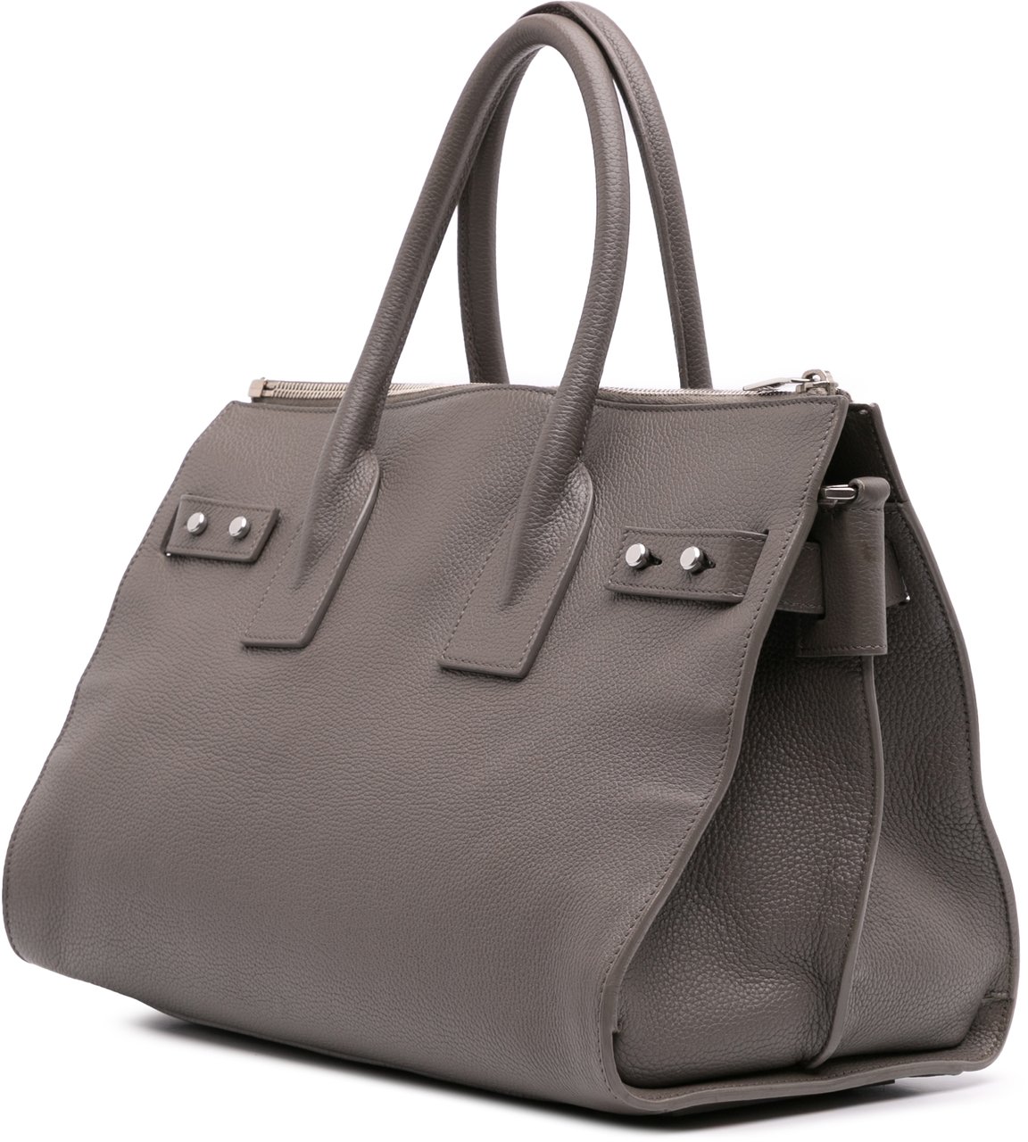Saint Laurent Small Grained Calfskin Supple Sac De Jour Satchel Grijs