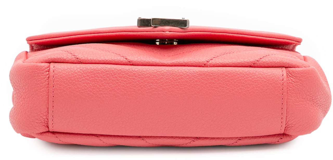 Saint Laurent Baby Grained Calfskin Chevron Classic Monogram Chain Bag Roze