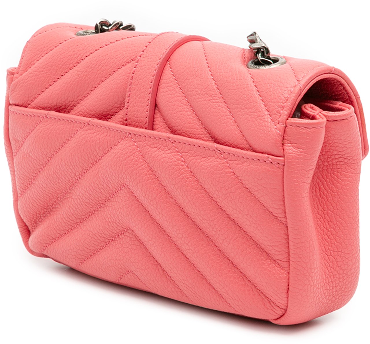 Saint Laurent Baby Grained Calfskin Chevron Classic Monogram Chain Bag Roze