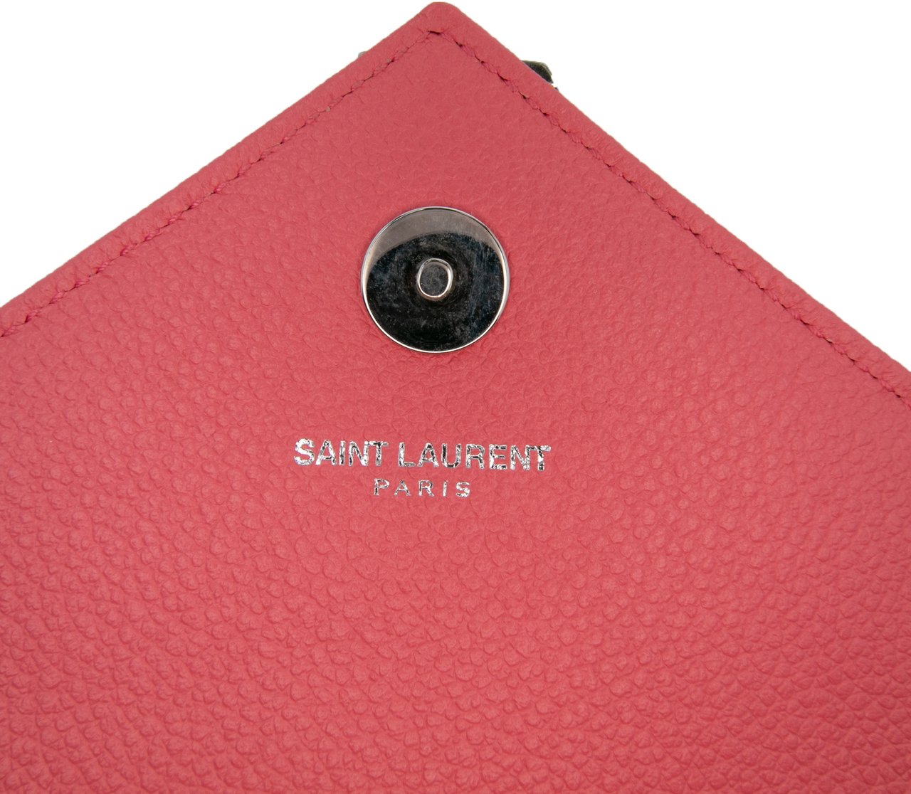 Saint Laurent Baby Grained Calfskin Chevron Classic Monogram Chain Bag Roze