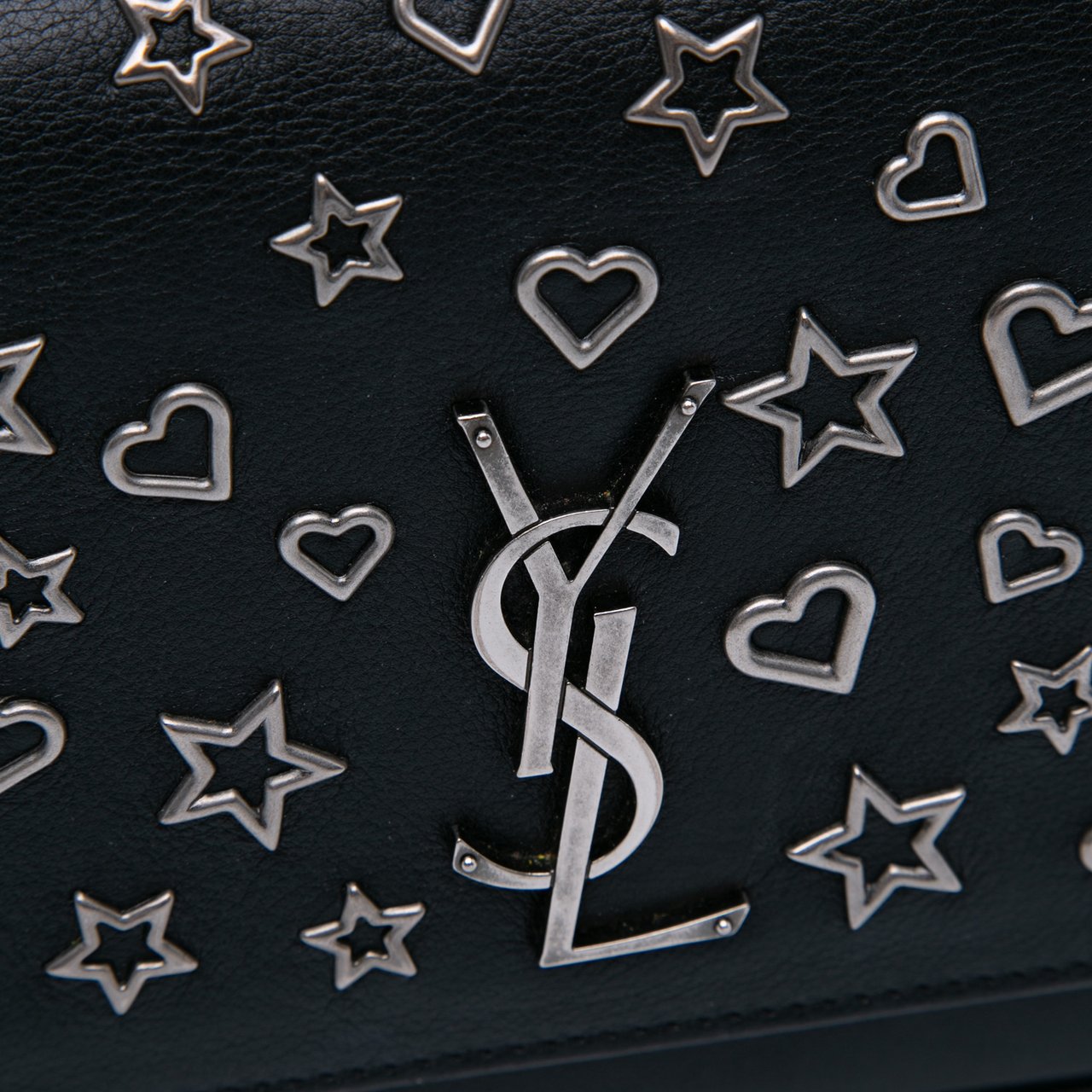 Saint Laurent Medium Leather Monogram Stars and Hearts Sunset Crossbody Zwart