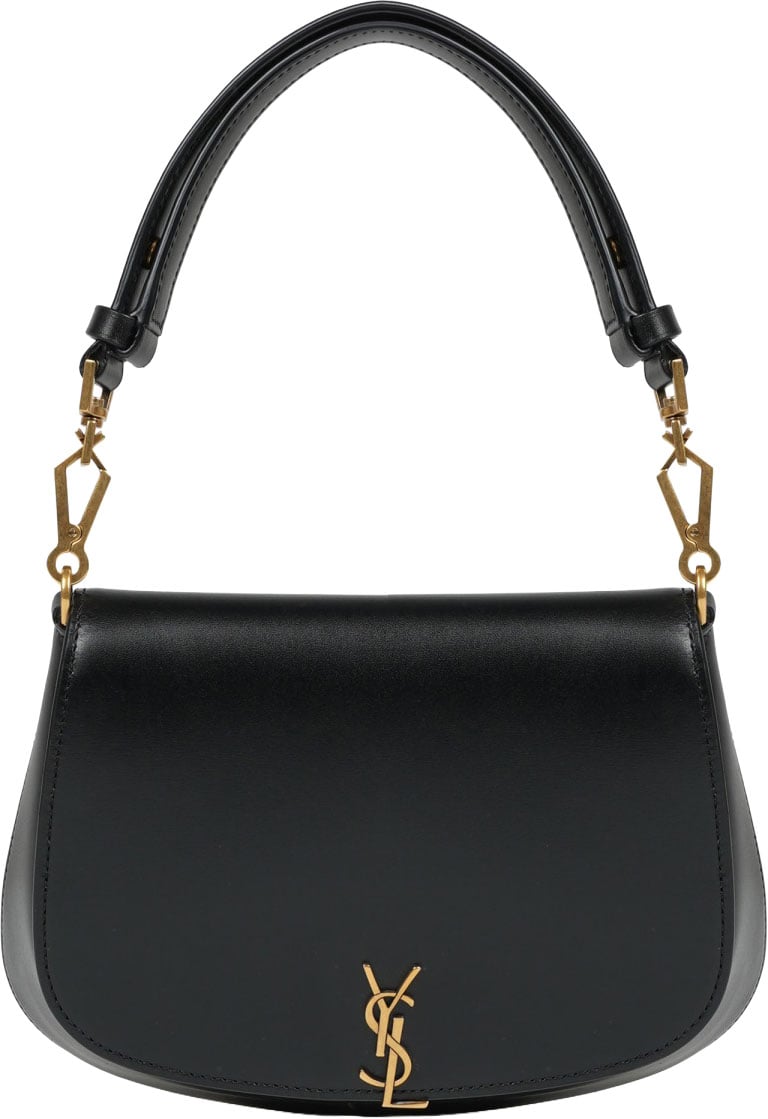 Saint Laurent Curved Silhouette Black Calfskin Shoulder Bag Zwart