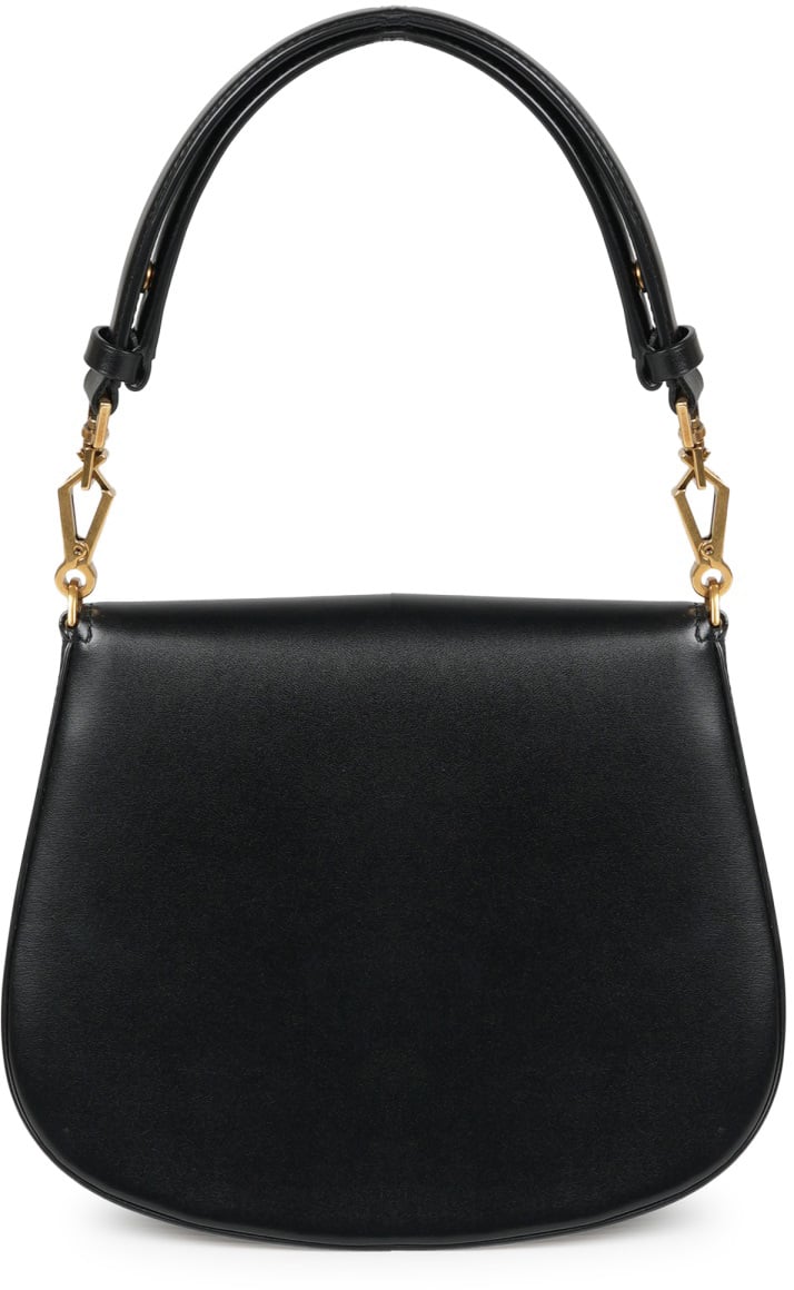 Saint Laurent Curved Silhouette Black Calfskin Shoulder Bag Zwart