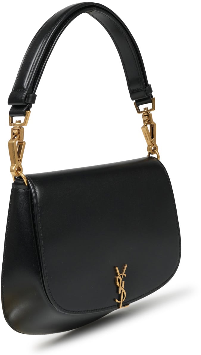 Saint Laurent Curved Silhouette Black Calfskin Shoulder Bag Zwart