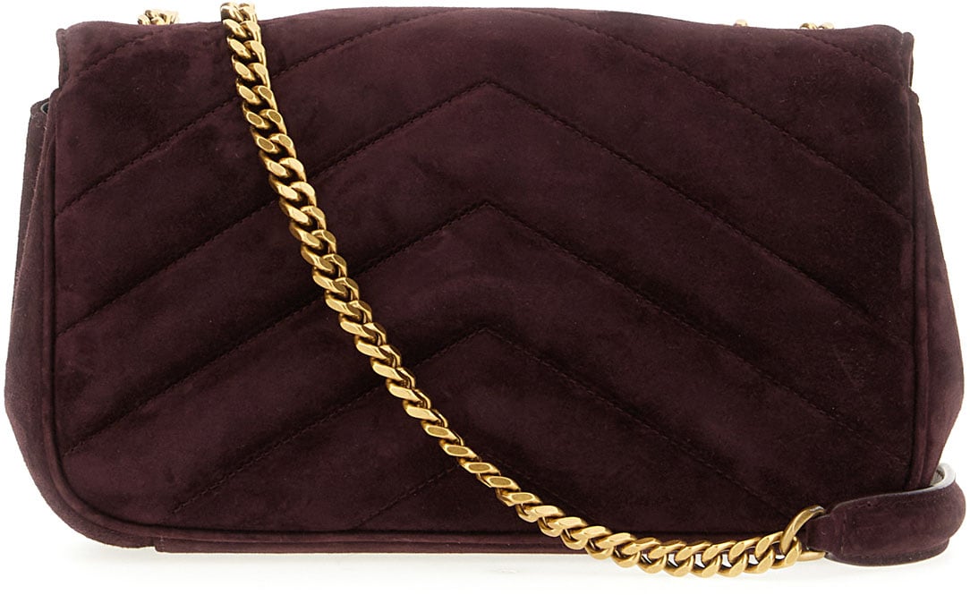 Saint Laurent Aubergine suede small LouLou shoulder bag Paars