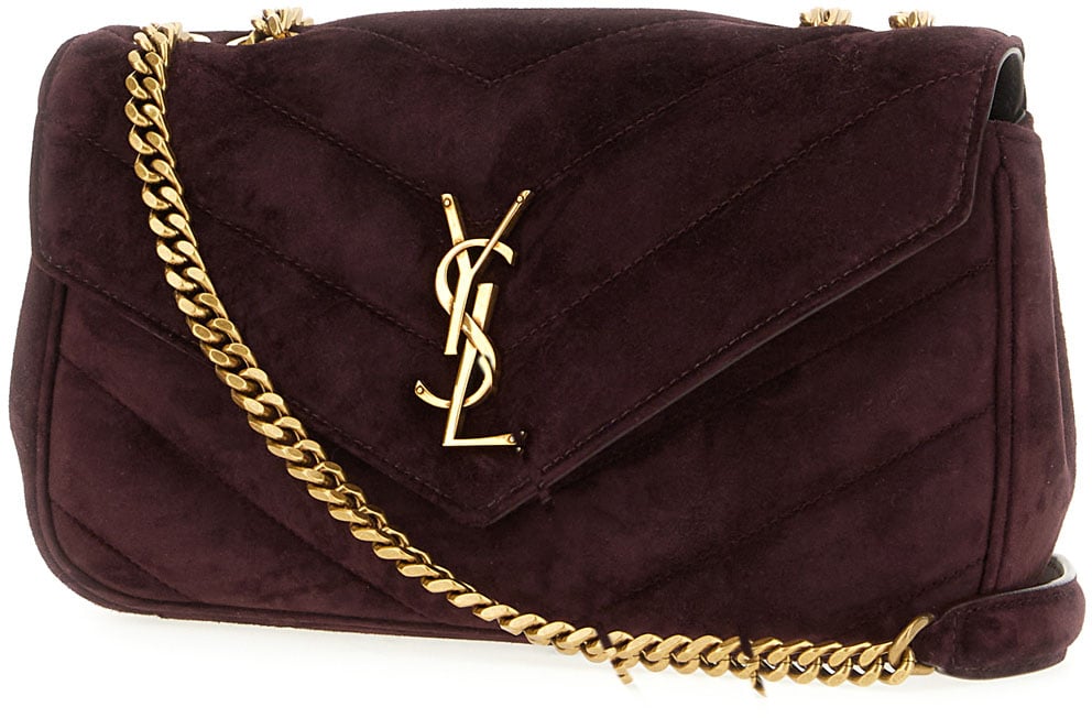 Saint Laurent Aubergine suede small LouLou shoulder bag Paars