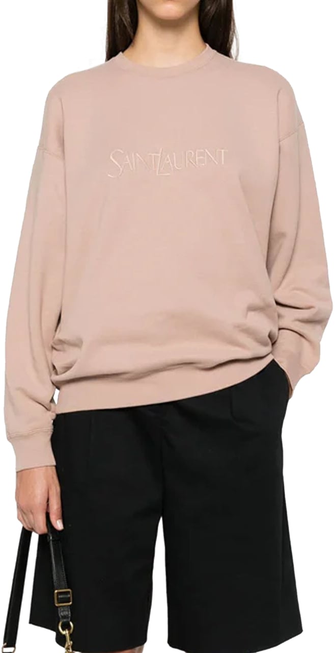 Saint Laurent Saint Laurent Cotton Logo Sweatshirt Roze