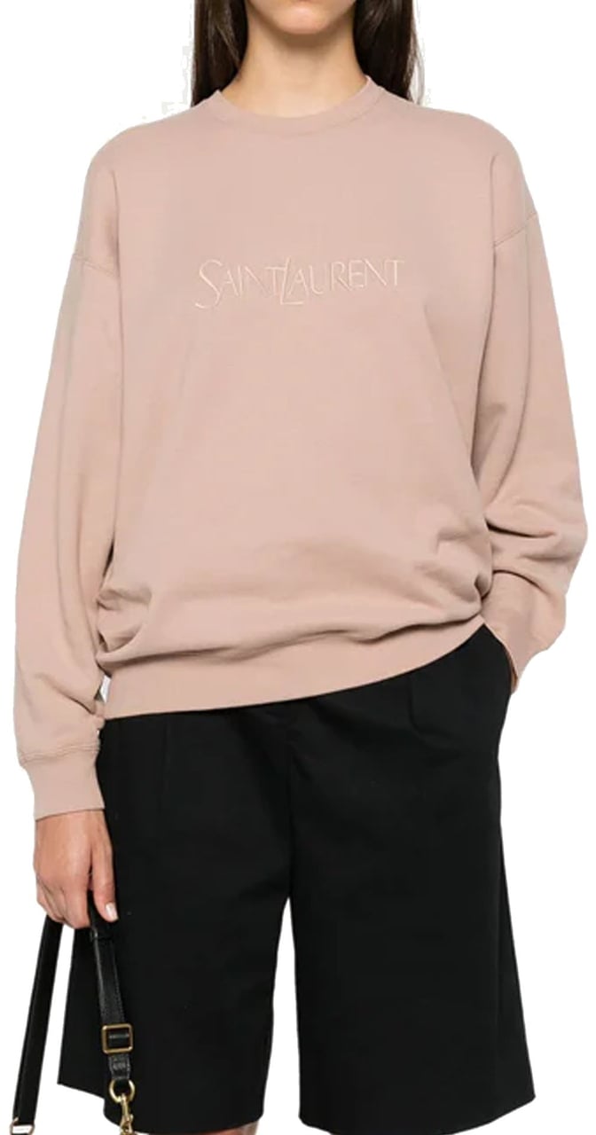 Saint Laurent Saint Laurent Cotton Logo Sweatshirt Roze