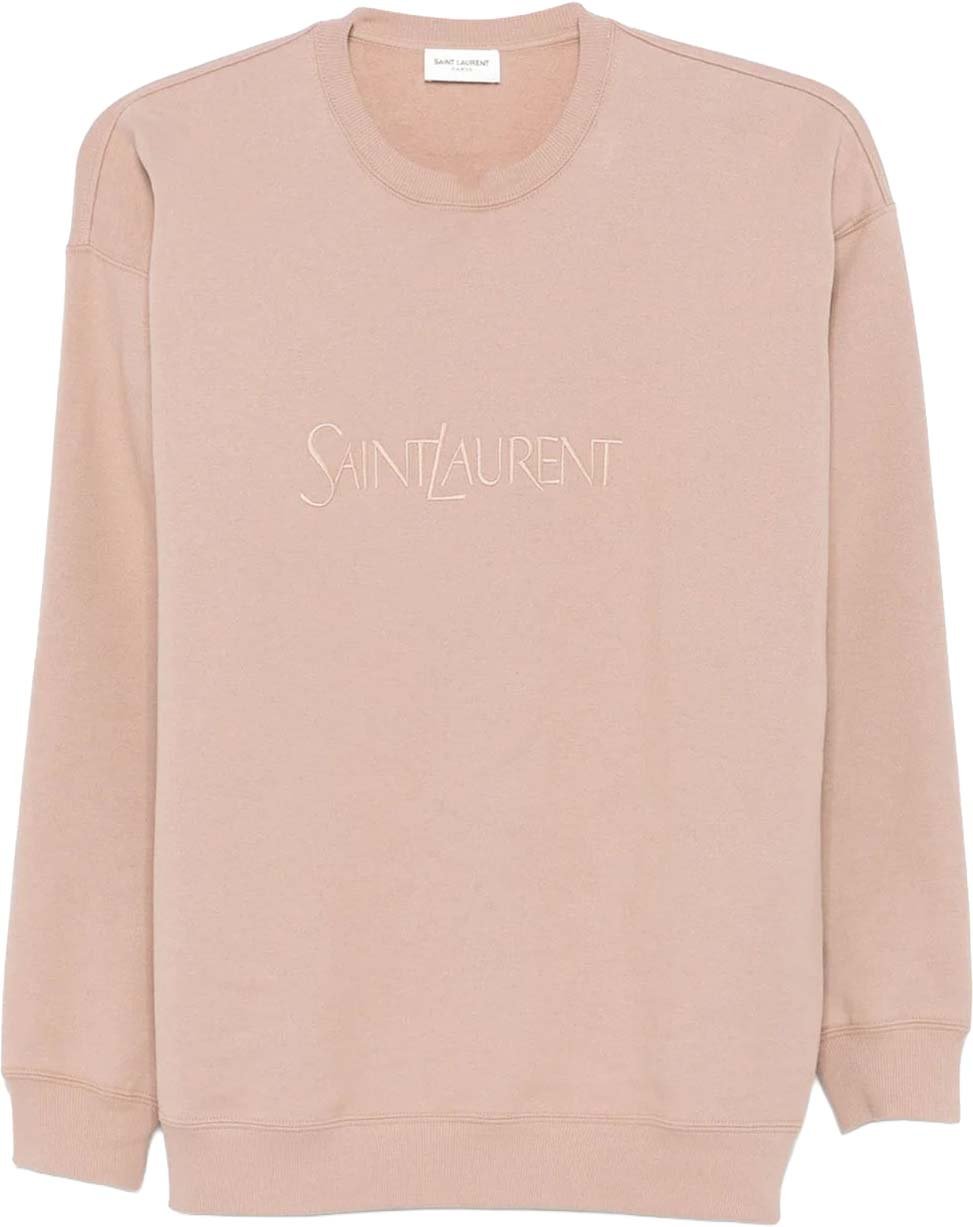 Saint Laurent Cotton Logo Sweatshirt Roze