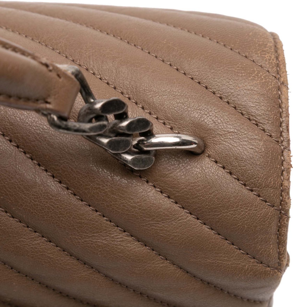 Saint Laurent Large Quilted Chevron Sheepskin College Satchel Bruin