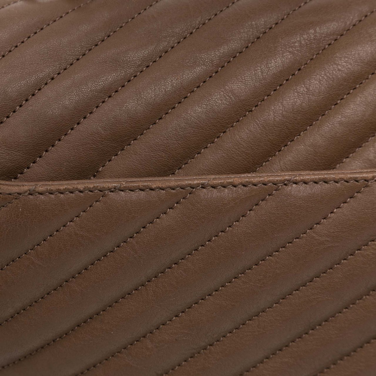 Saint Laurent Large Quilted Chevron Sheepskin College Satchel Bruin