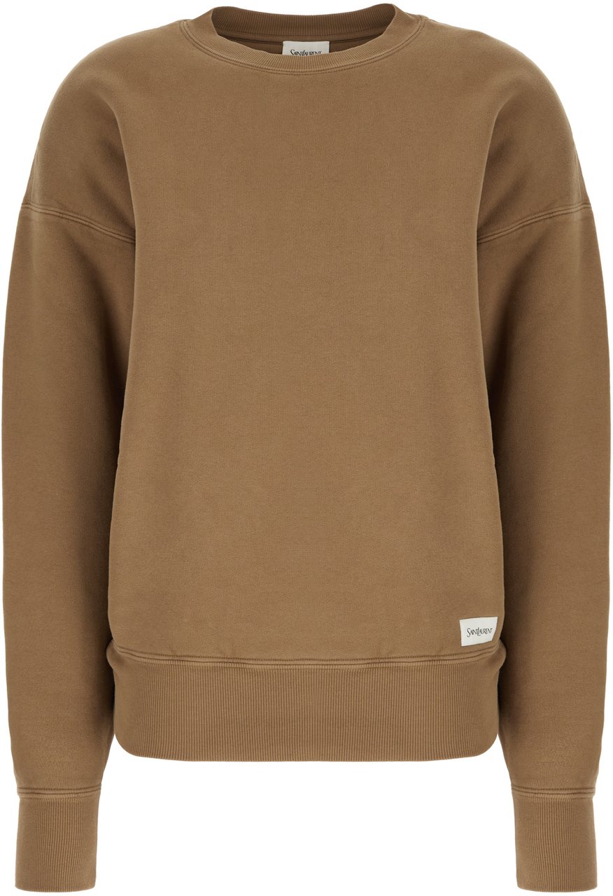 Saint Laurent Saint Laurent Biscuit cotton oversize sweatshirt Bruin
