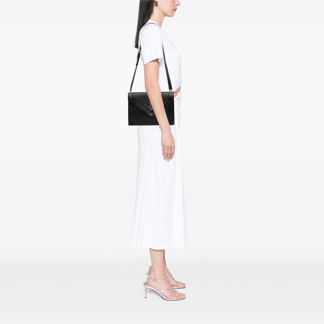 Saint Laurent Quilted Lambskin Gaby Shoulder Bag Zwart