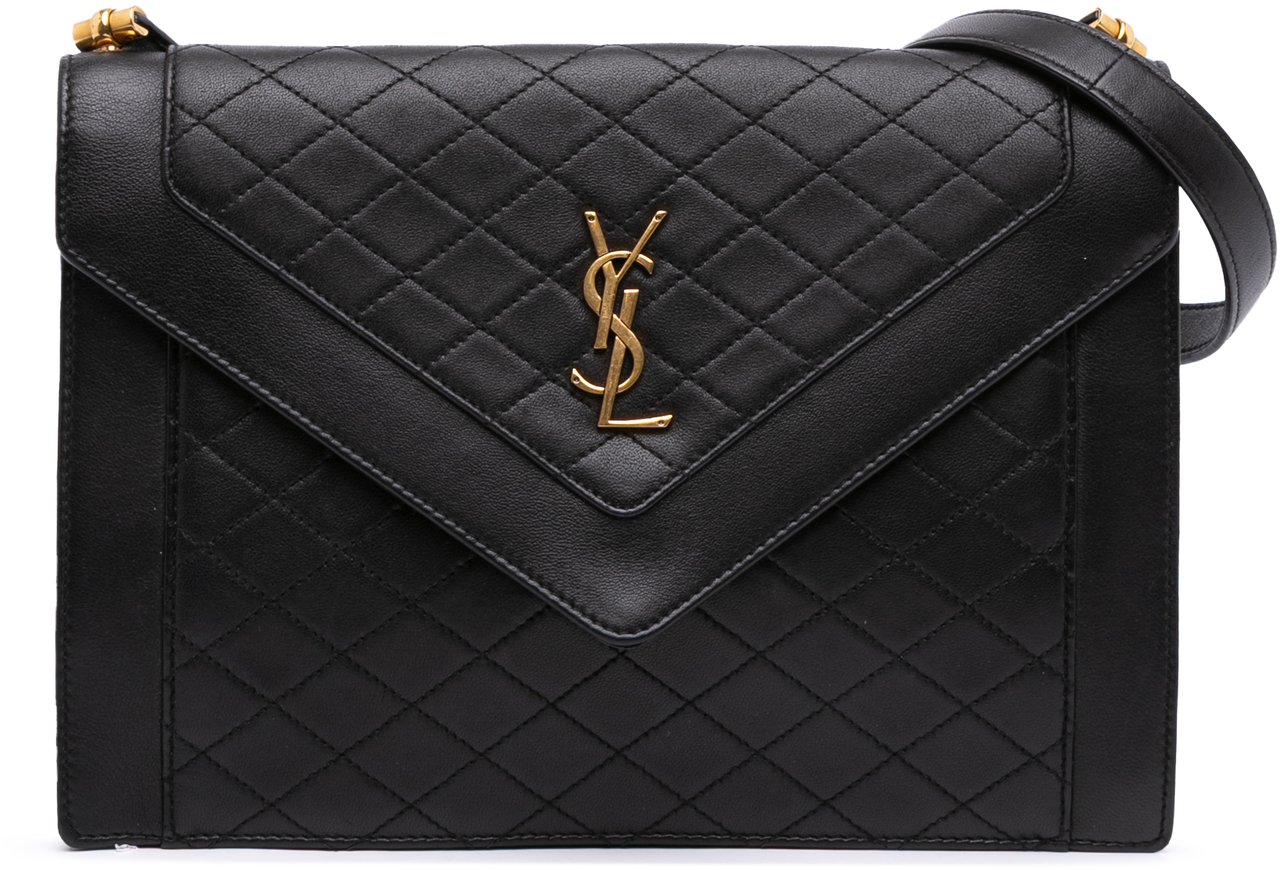Saint Laurent Quilted Lambskin Gaby Shoulder Bag Zwart