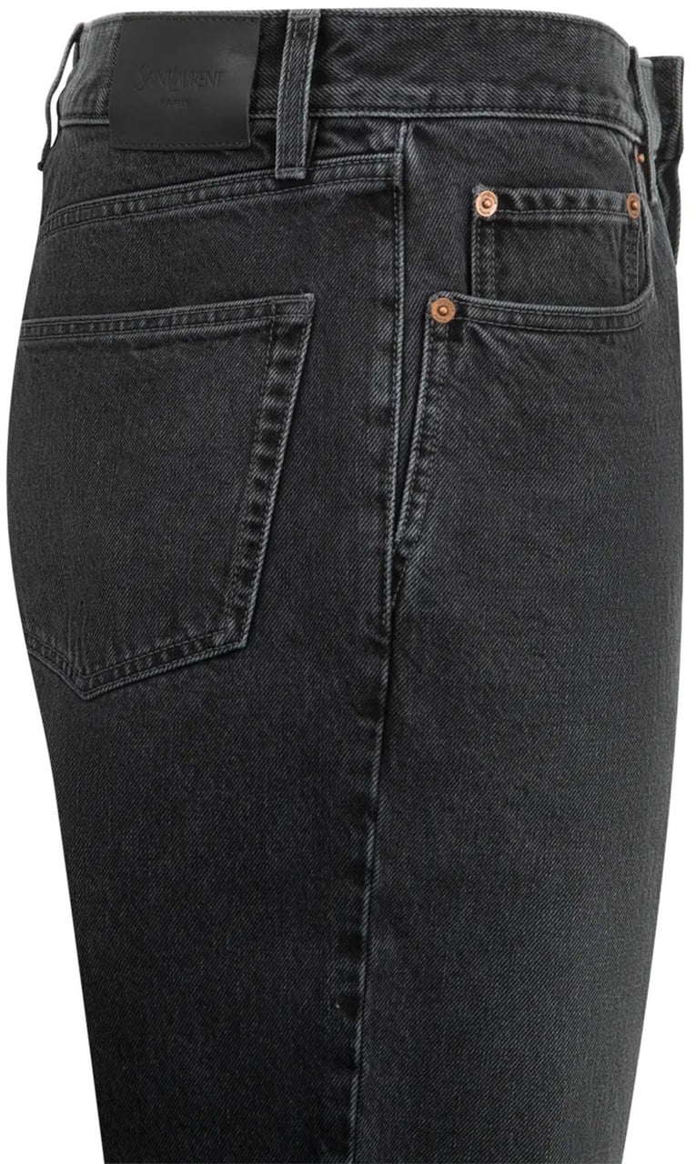 Saint Laurent Long Mick Black Straight-Leg Jeans Zwart