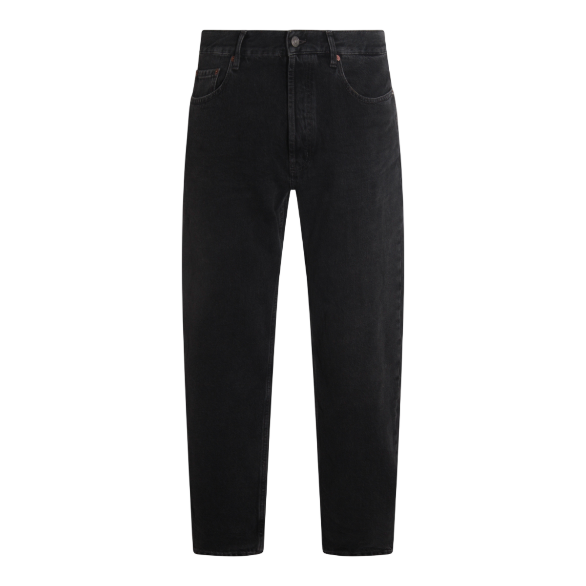 Saint Laurent Straight-Leg Denim Jeans With Button-Fly Closure And Rivet Accents Zwart