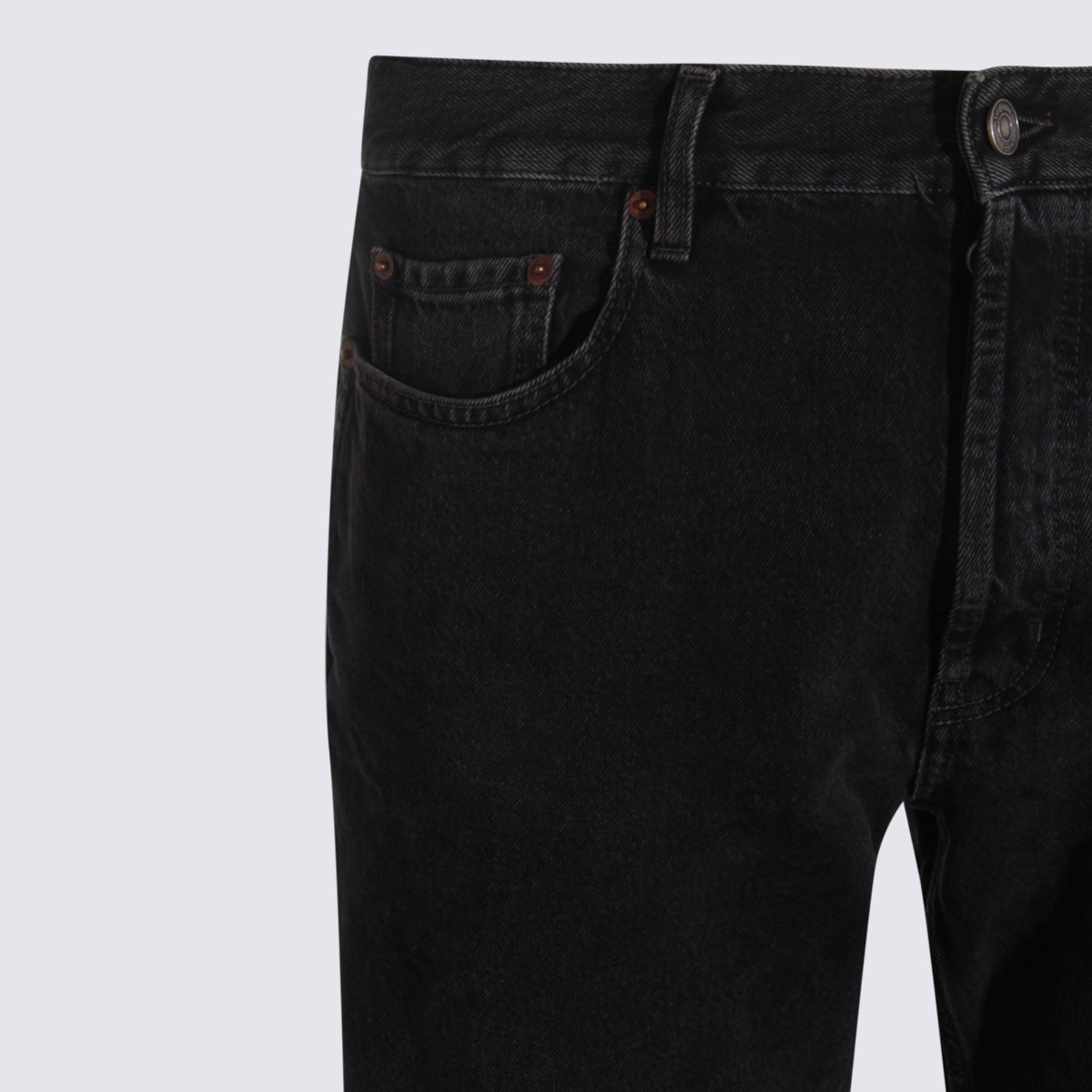 Saint Laurent Straight-Leg Denim Jeans With Button-Fly Closure And Rivet Accents Zwart