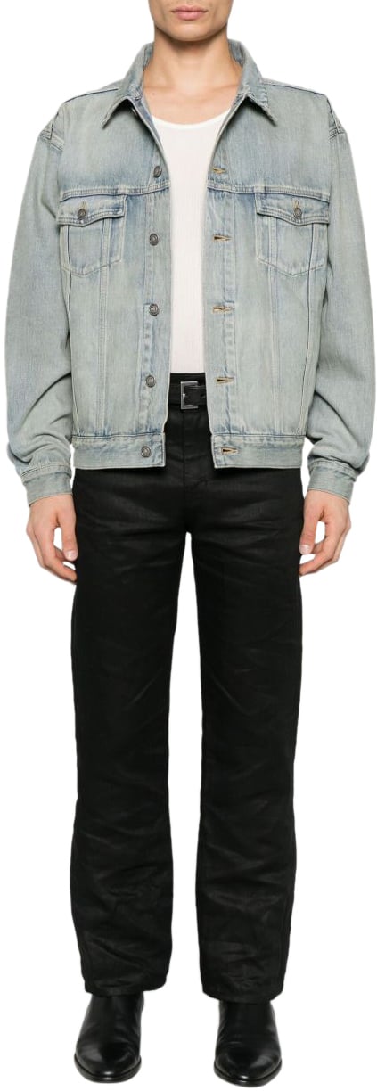 Saint Laurent Coats Blue Blauw