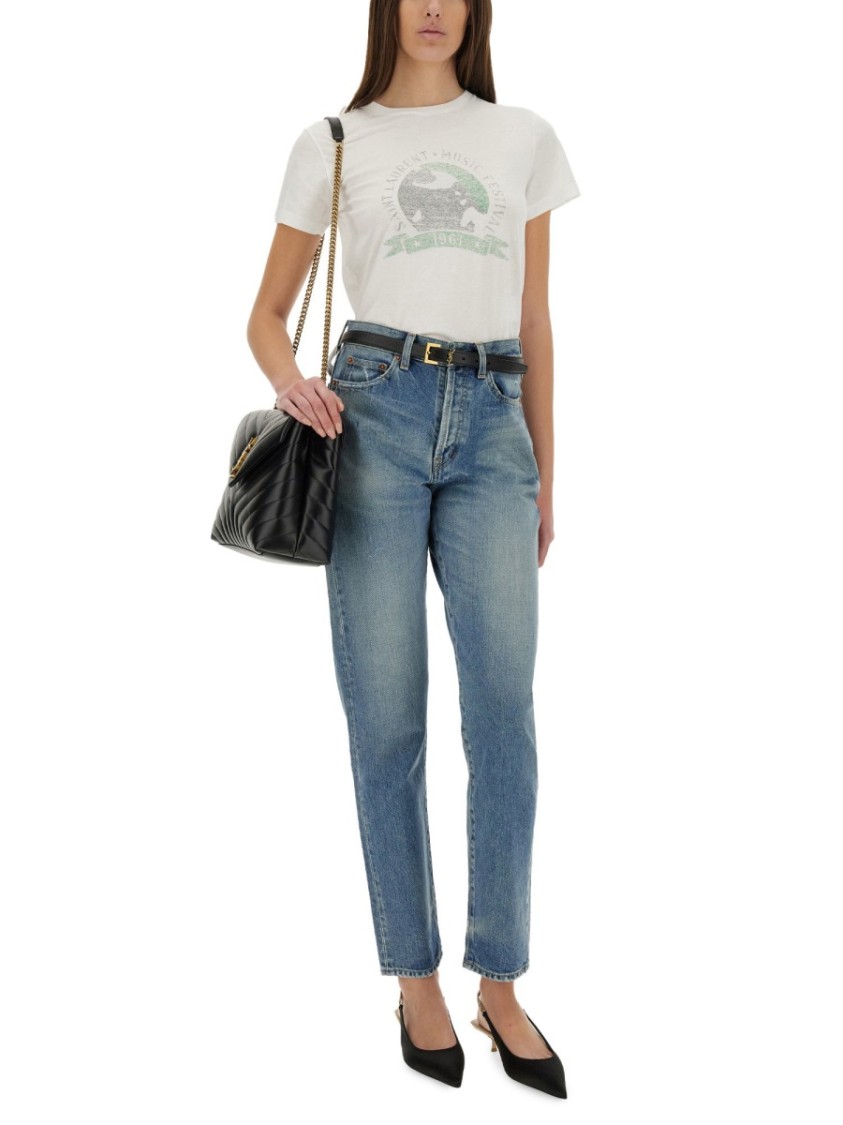Saint Laurent "Music Festival" T-Shirt Neutraal